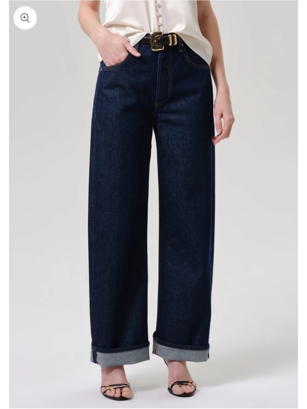 Citizens of Humanity Ayla Baggy Wide-Leg Jeans Dark Blue 25P Petite